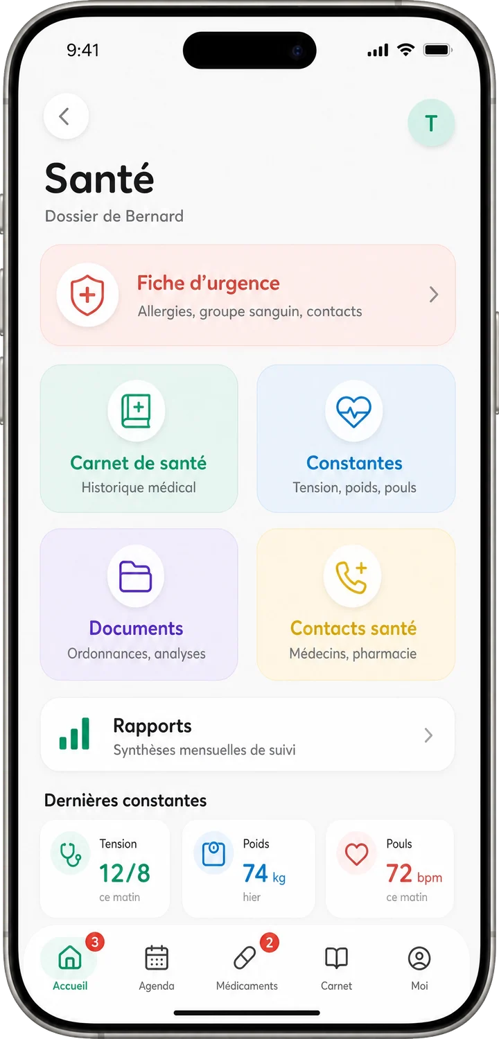 Espace santé Tribulys : constantes, documents et dossier médical du proche réunis au même endroit